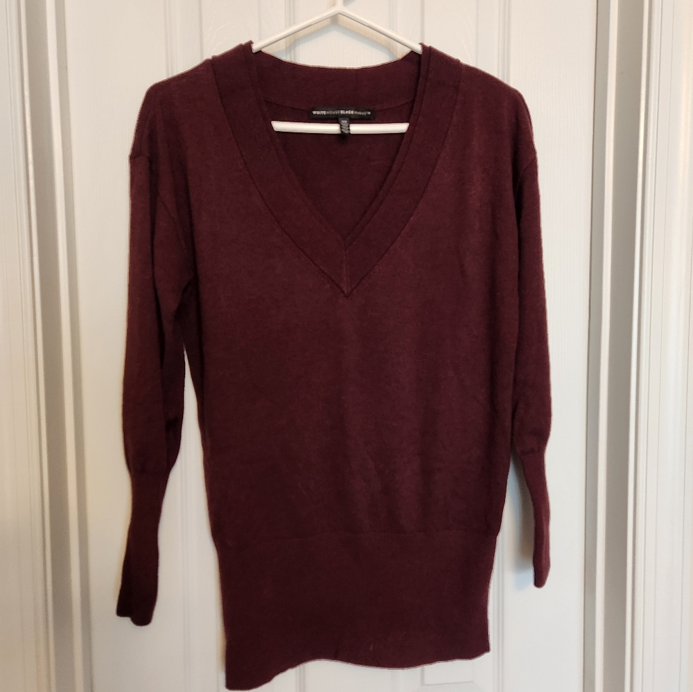 WHBM Burgundy Cardigan Sweater V-Neck, Size XS